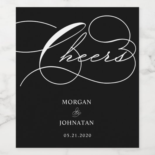 Luxe Typografie Bruiloft Wijn Etiket (Enkel label)