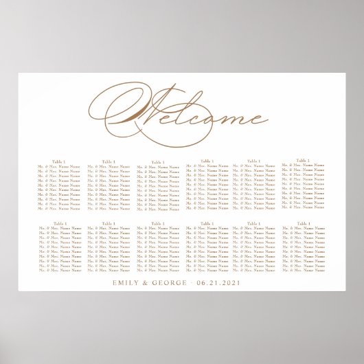 Luxe Typografie Bruiloft Zitkaarten Poster (Voorkant)