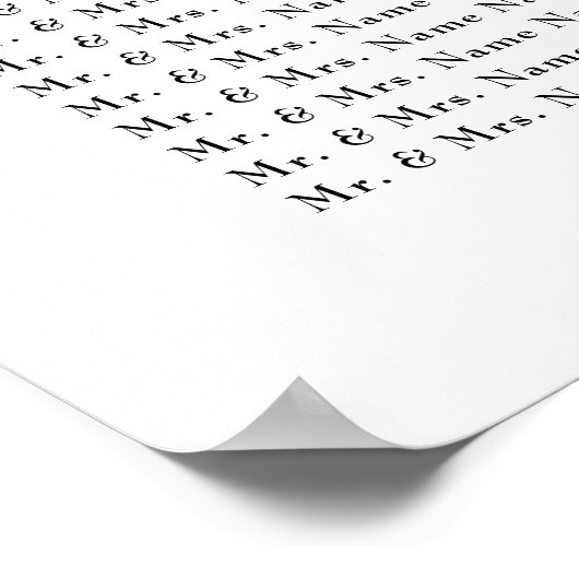 Luxe Typografie Bruiloft Zitkaarten Poster (Hoek)