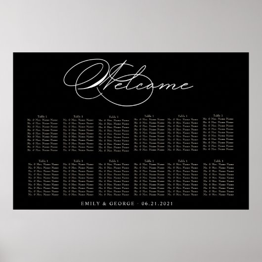 Luxe Typografie Bruiloft Zitkaarten Poster (Voorkant)