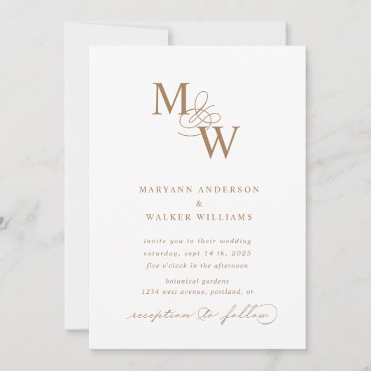 Luxe Typografie Budget Bruiloft Uitnodiging (Voorkant)