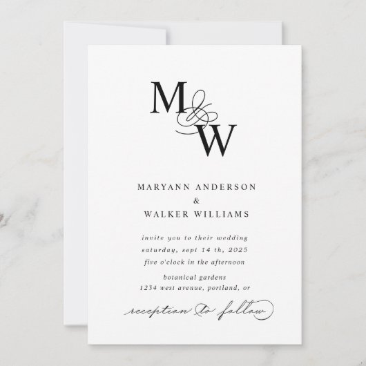 Luxe Typografie Budget Bruiloft Uitnodiging (Voorkant)