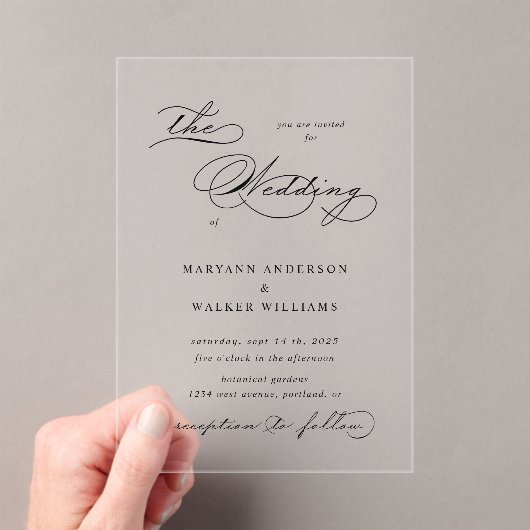 Luxe typografie budget bruiloft uitnodiging (Insitu (Draagbaar))