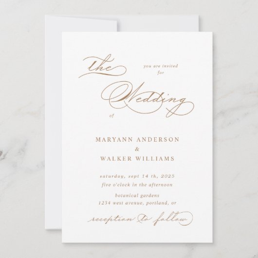 Luxe Typografie Budget Bruiloft Uitnodiging (Voorkant)