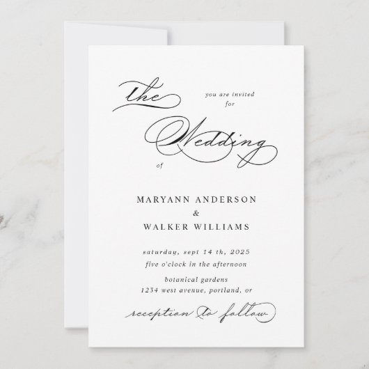 Luxe Typografie Budget Bruiloft Uitnodiging (Voorkant)