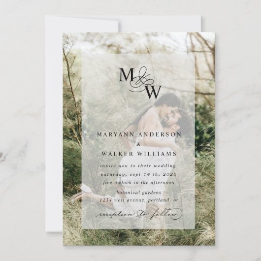 Luxe Typografie Budget Faux Velum Bruiloft Kaart (Voorkant)