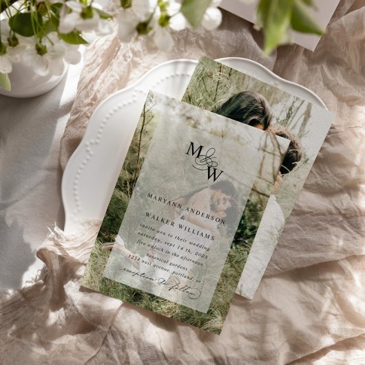 Luxe Typografie Budget Faux Velum Bruiloft Kaart