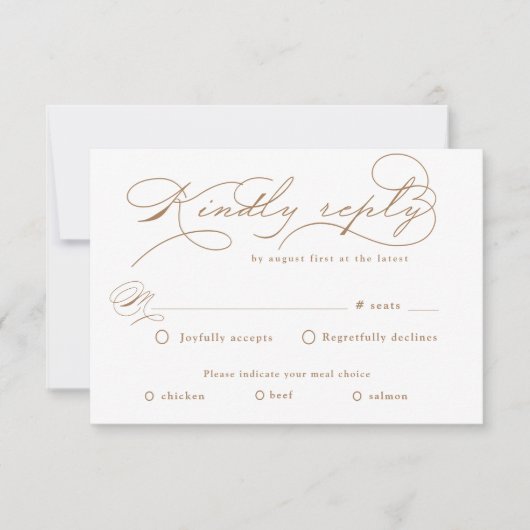 Luxe Typografie Budget RSVP Response Kaart (Voorkant)