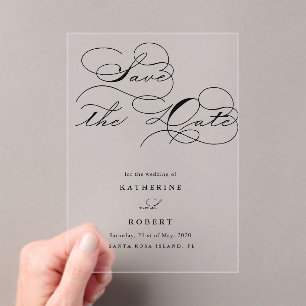 Luxe typografie budget save the date acryl uitnodigingen