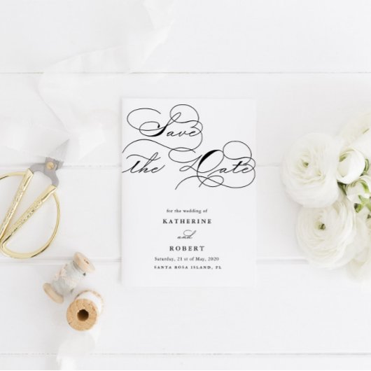 Luxe Typografie Budget Save the Date Kaart