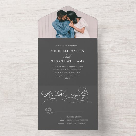 Luxe typografie (geen ENV nodig) All In One Uitnodiging (Binnen)