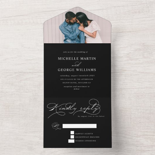 Luxe typografie (geen ENV nodig) All In One Uitnodiging (Binnen)