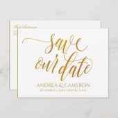 Luxe Typografie Save-the-Date Briefkaart | Faux Fo (Voorkant / Achterkant)