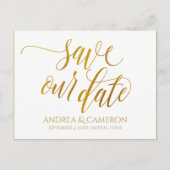 Luxe Typografie Save-the-Date Briefkaart | Faux Fo (Voorkant)