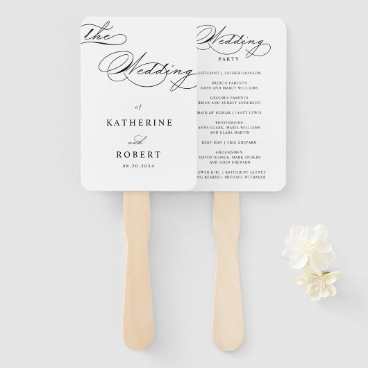 Luxe Typografie Trouwprogramma Handwaaier (Voorkant en achterkant)