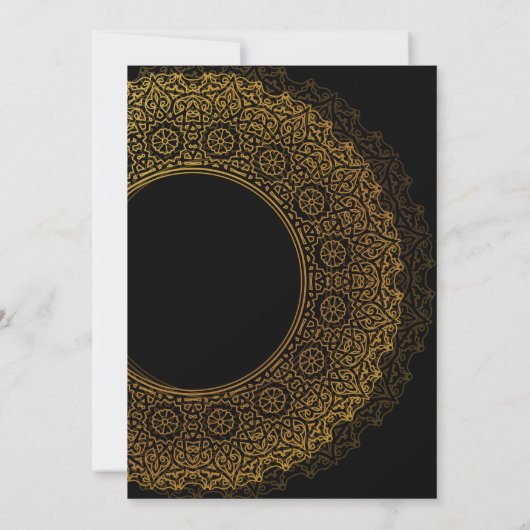 Luxe uitnodiging met Islamitisch Goud Ornament (Achterkant)