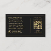 Luxe Uitvoerend Autoconcierge Crest Zwart Visitekaartje (Achterkant)