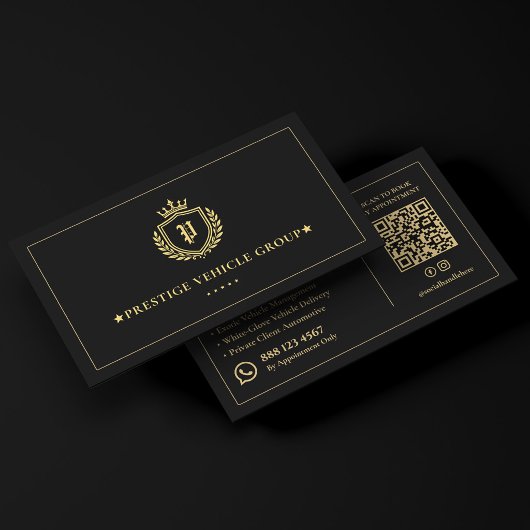 Luxe Uitvoerend Autoconcierge Crest Zwart Visitekaartje