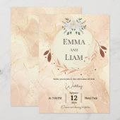 Luxe unieke trouwkaart – Verguld met de hand bedru Kaart (Voorkant / Achterkant)