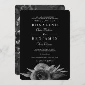 Luxe unieke zwarte en witte bruiloft kaart (Voorkant / Achterkant)