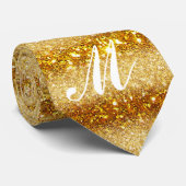 Luxe uw Monogram Gold Glitter Modern Stropdas (Opgerold)