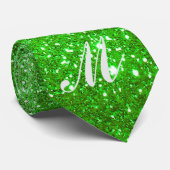 Luxe uw monogram Gold Green Glitter Modern Stropdas (Opgerold)