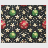 Luxe vakantie Baubles en sterrenaccenten Cadeaupapier (Vlak)