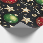 Luxe vakantie Baubles en sterrenaccenten Cadeaupapier (Hoek)