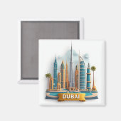 🧲 Luxe Vakantiebestemming Dubai Herinnering 🌆 Magneet (Voorkant / Achterkant)