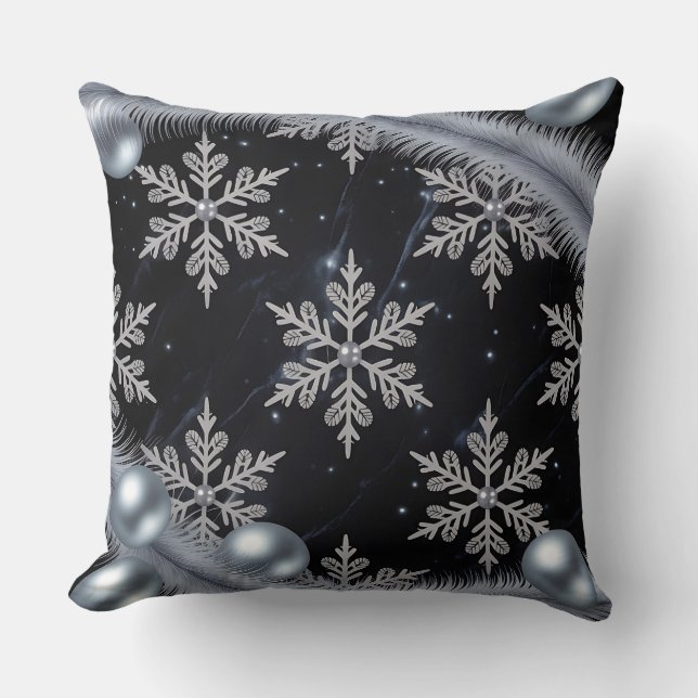 Luxe vakantiepussen – Snowflake Design Kussen (Voorkant)