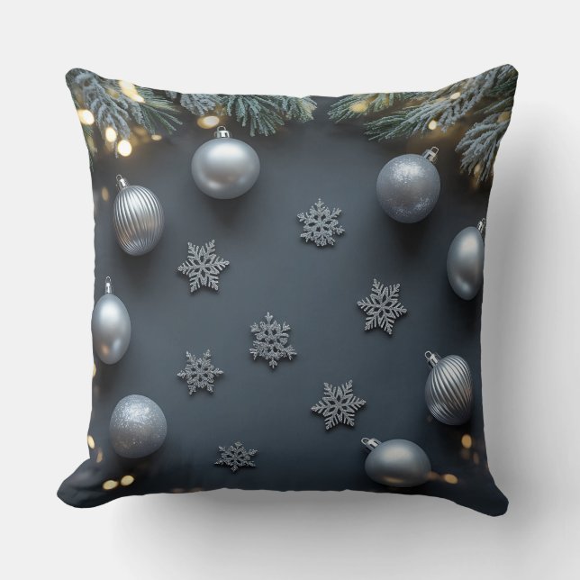 Luxe vakantiepussen – Snowflake Design Kussen (Voorkant)
