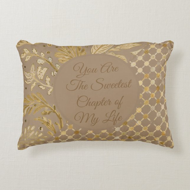 Luxe, Valentijnsdag, Gouden Bloemen, Pixels  Accent Kussen (Voorkant)