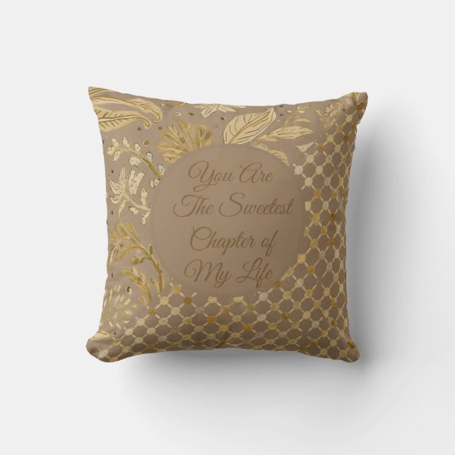 Luxe, Valentijnsdag, Gouden Bloemen, Pixels Kussen (Voorkant)