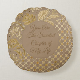 Luxe, Valentijnsdag, Gouden Bloemen, Pixels  Rond Kussen