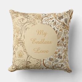 Luxe,Valentijnsdag,Lieve Gouden Bloemen Patroon Kussen