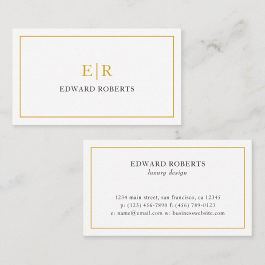 Luxe van Monogram Twee van Faux de Gouden Visitekaartje (Voorkant / Achterkant)