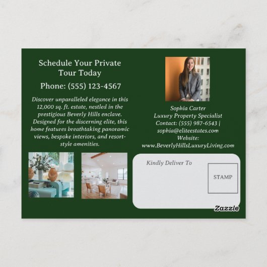 Luxe vastgoed briefkaart (Achterkant)