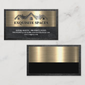 Luxe vastgoed | Goud Metaal | Leren sierlijsten Visitekaartje (Voorkant / Achterkant)