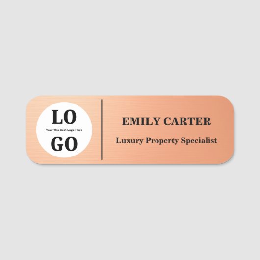 Luxe Vastgoed Medewerkers Custom Logo Magnetisch Naamplaatje (Voorkant)