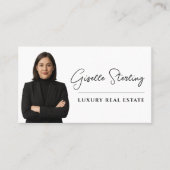 Luxe Vastgoed Wit Zwart Script Visitekaartje (Voorkant)