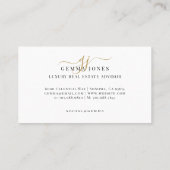 Luxe Vastgoedadviseur Gouden Script Monogram Visitekaartje (Achterkant)
