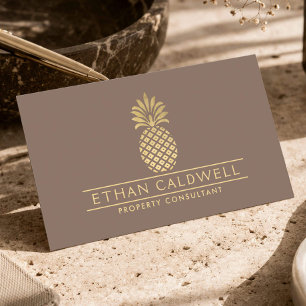 Luxe Vastgoedconsultant Goud Ananas Taupe Visitekaartje