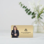 Luxe vastgoedmakelaar foto QR-code gouden metaal Visitekaartje (Staand voorkant)