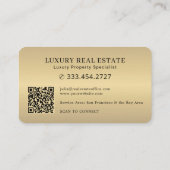 Luxe vastgoedmakelaar foto QR-code gouden metaal Visitekaartje (Achterkant)