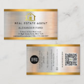 Luxe Vastgoedmakelaar zilver Metallic Gold Visitekaartje (Voorkant / Achterkant)