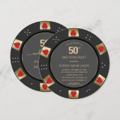 Luxe Vegas Gold Poker Chip 50e verjaardag Kaart (Voorkant / Achterkant)