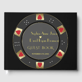 Luxe Vegas Gold Poker Chip Casino Wedding Gastenboek