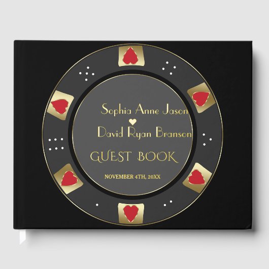 Luxe Vegas Gold Poker Chip Casino Wedding Gastenboek (Voorkant)