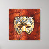 Luxe Venetiaans masker op rood-roest achtergrond Canvas Afdruk (Voorkant)