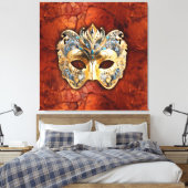 Luxe Venetiaans masker op rood-roest achtergrond Canvas Afdruk (Insitu (Slaapkamer))